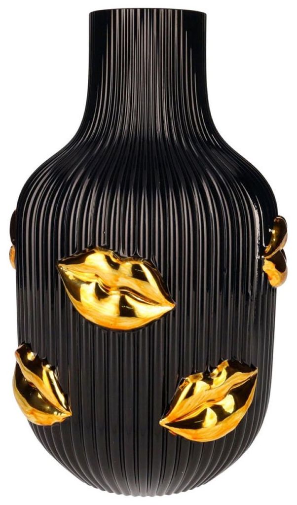 Gift Company Vase LŽAmour Lippen Schwarz Gold (30cm) Produktbild 