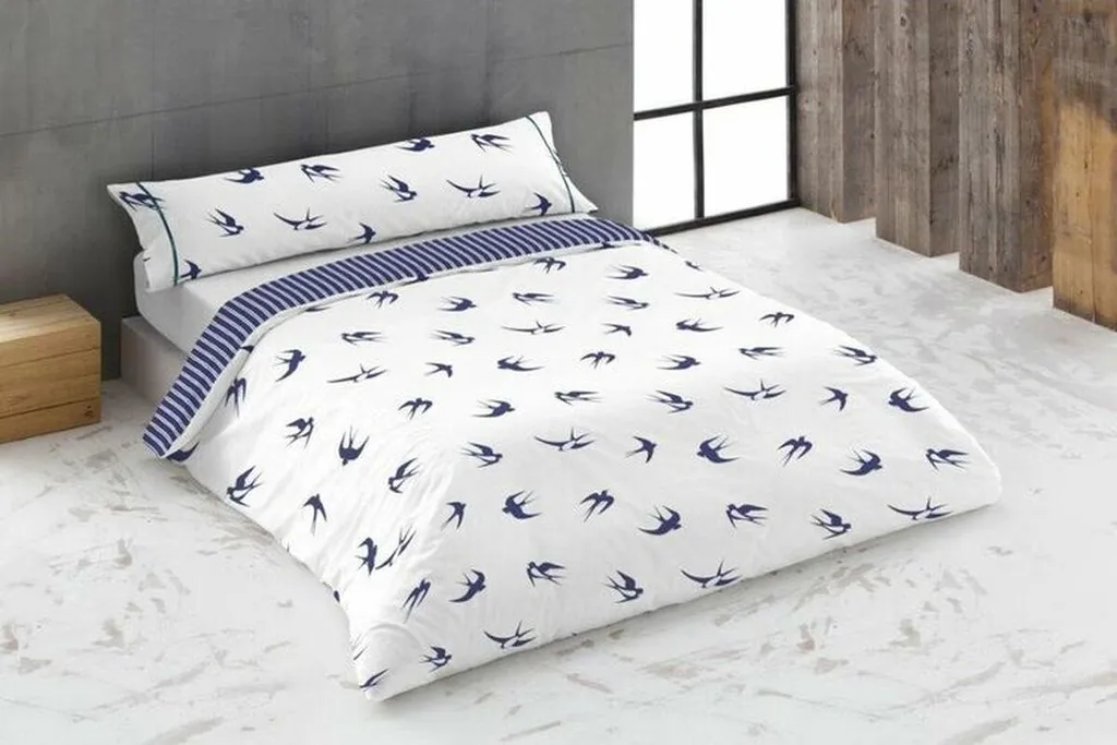 Housse de couette King size GOLONDRINAS Bleu au design chic Hosteline