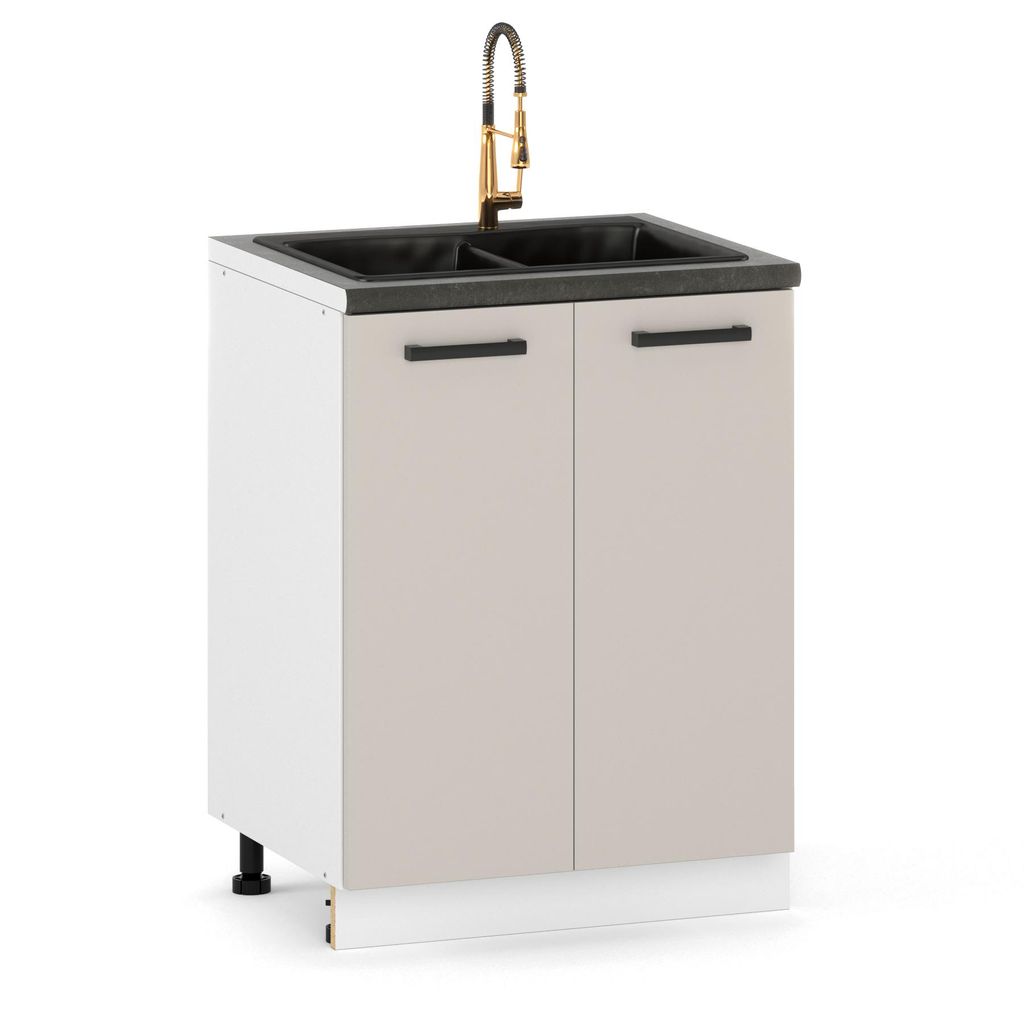 ULWEHOME | Spülenunterschrank 60 cm Beige, Produktbild 