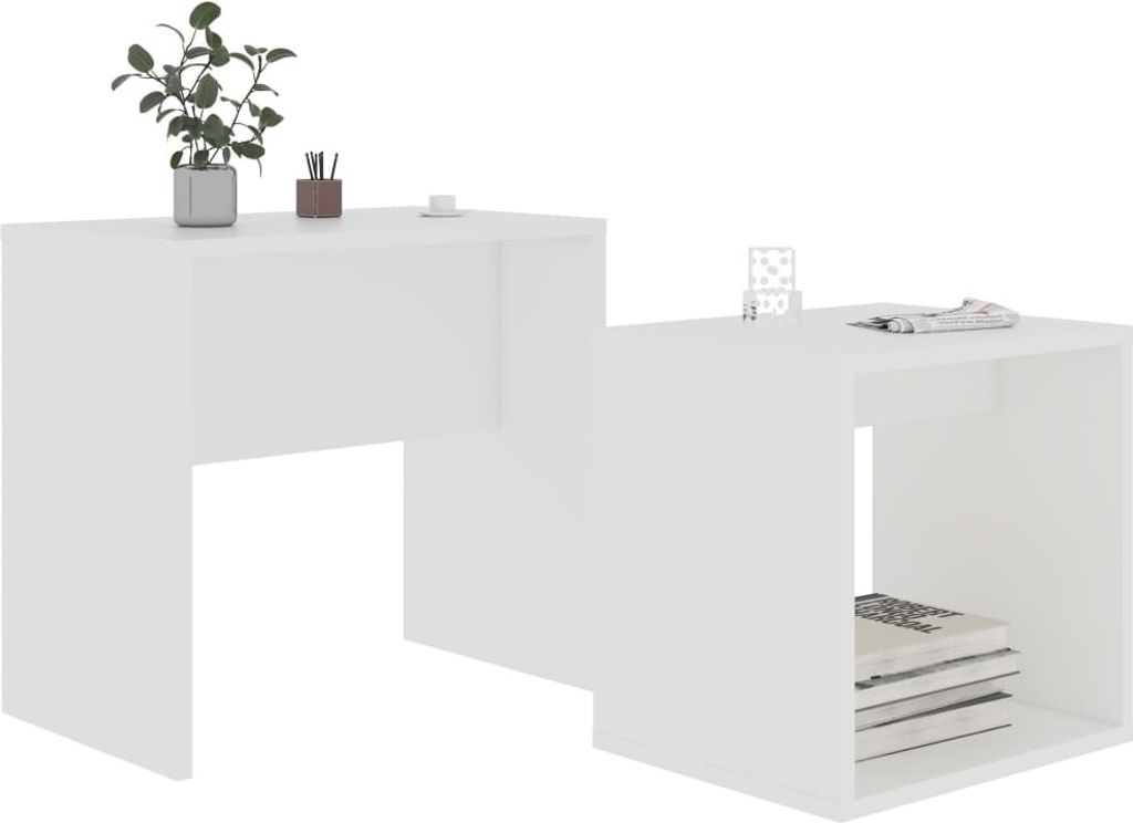 "im Sonderangebot"Couchtisch - CLORIS - Wohnzimmertisch - Robust und langlebig --Set Weiß 48x30x45 cm Holzwerkstoff - DEMöbel9557176