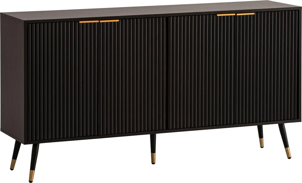 Buffet Noir et Chêne 150x81x39 cm Wohnling - Commode Design Moderne - 6