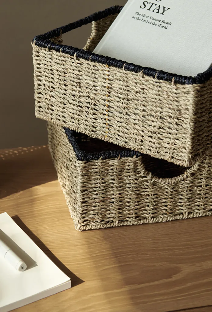 Panier de Rangement Carré en Jonc de Mer CARL - Corbeille Déco Nature - 2