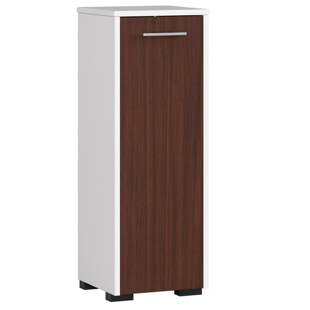 Freistehender Badezimmerschrank: eine Tür, zwei Einlegeböden, Farbe: weiß | Wenge, Möbelmaße: B: 30 cm, H: 82 cm, T: 30 cm