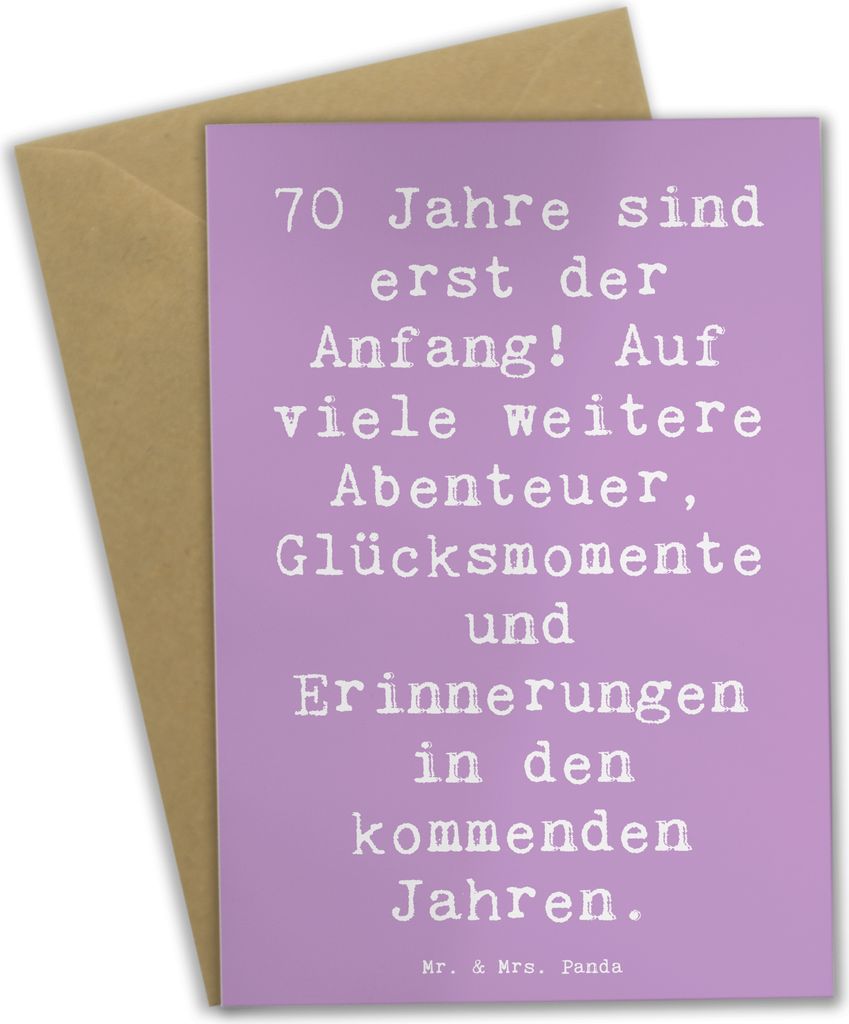 Mr. & Mrs. Panda neujahrskarte Spruch 70. Geburtstag Beginn - Lavendeltraum - Geschenk, siebzigster, Klappkarte, einladungskarten, Grußkarte, Gebu...
