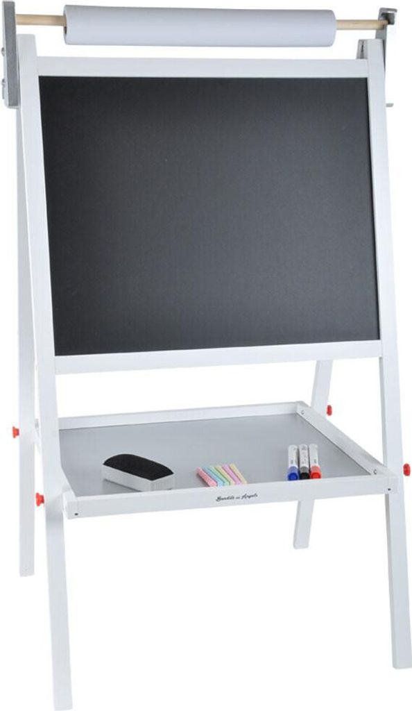 Bandits & Angels Weiße Kreidetafel für Jungen und Mädchen (ab 3 Jahren) – Kreidetafel, Whiteboard, Magnettafel – mit Papierrolle und 10 Zube...