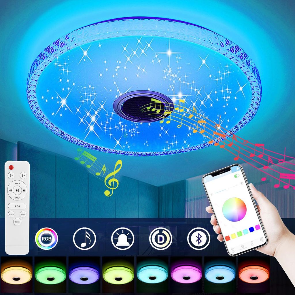 60W Kristall LED Deckenleuchte mit Bluetooth Lautsprecher, Produktbild 