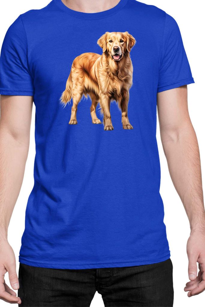 Herren T-Shirt Dogs Breeds Golden Retriever Dog Breed 008, Man 3XL / Blau