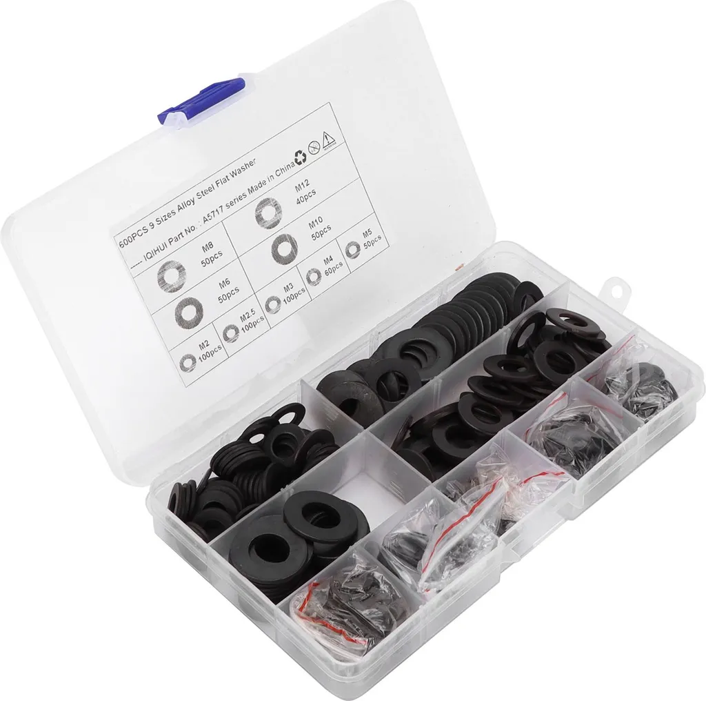 Assortimento Rondelle Metriche M2-M12 | 600 Pezzi Acciaio Carbonio