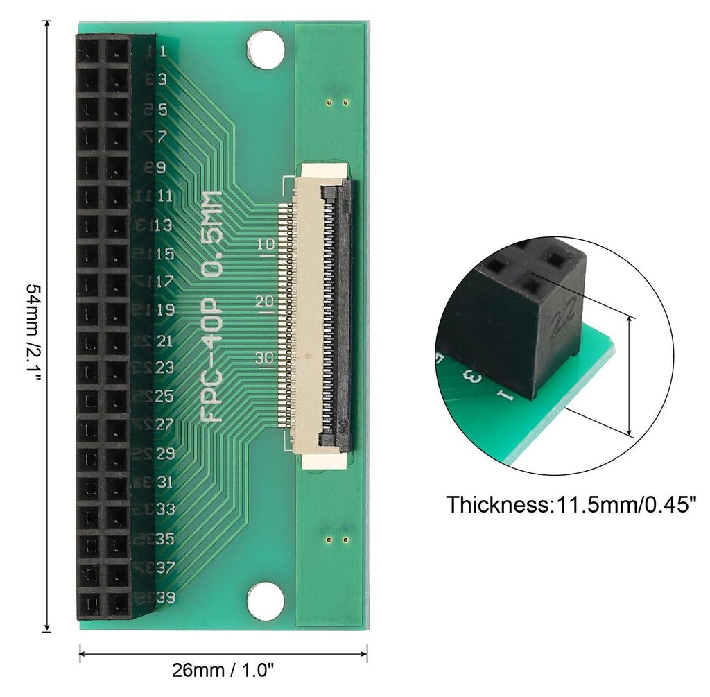 FFC FPC Connector Board 40 Pin 0.5mm 2.54mm auf 1.0mm 2.54mm PCB Konverterplatine fš¹r DVD-Player/Digitalkameras/Laptops