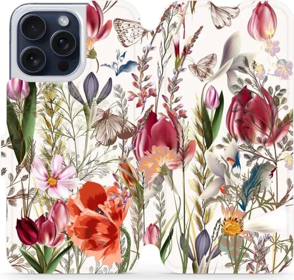 Handyhülle mit klappe für iPhone 15 Pro Max, Mobiwear Book, Blumenstrauß