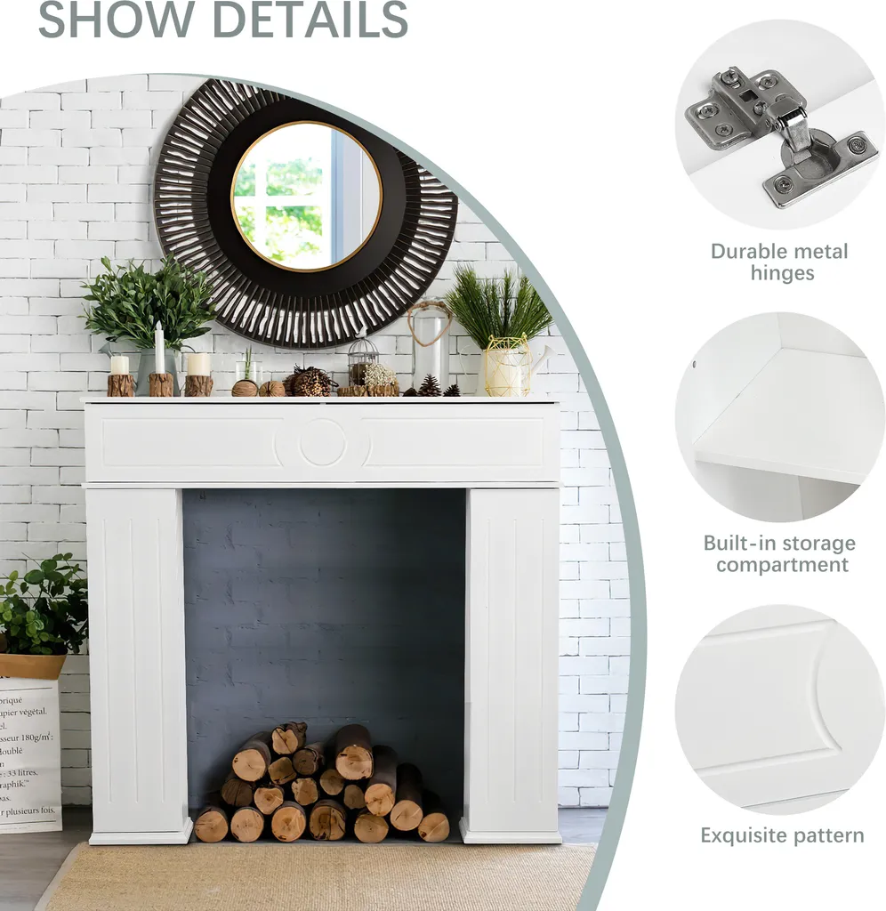 Console décorative style cheminée pour salon avec cachette secrète bois
