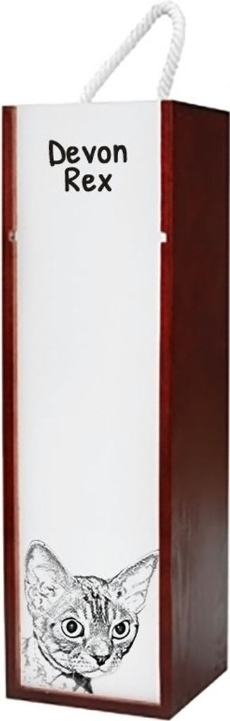 Devon Rex - Weinbox mit Katze, Alkoholbox mit Grafik, personalisierte Geschenkbox der Marke Art-Dog