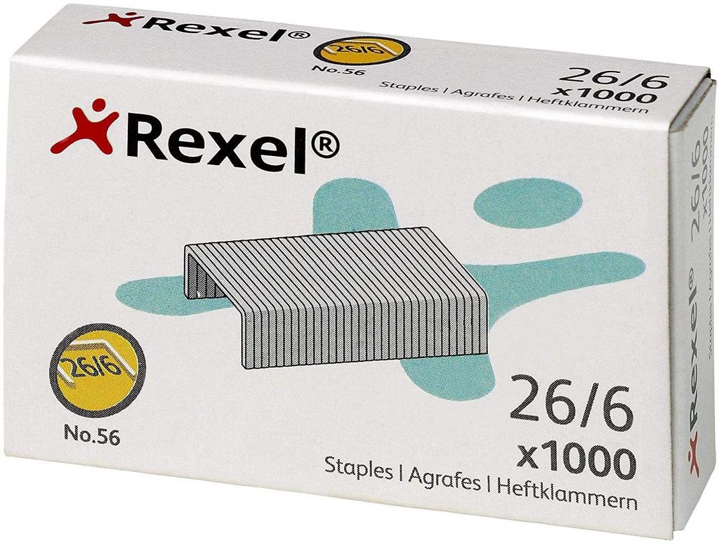 Rexel Nr. 56 (26/6) Heftklammern (1000), 26/6, 1000 Heftklammern, 20 Seiten, 26/6, Stahl