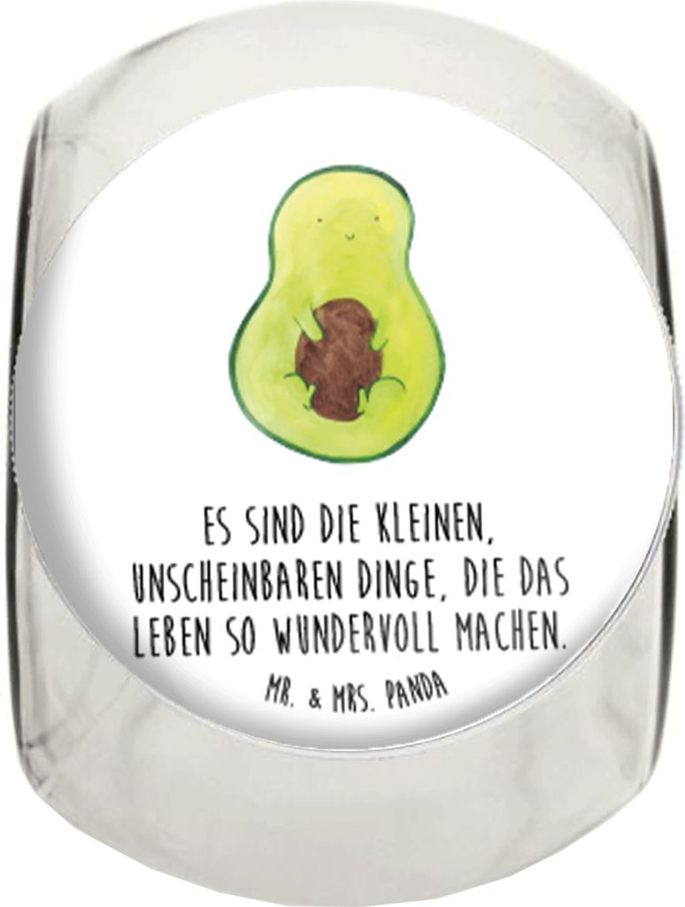 Mr. & Mrs. Panda Lebensmittelbehälter Avocado Kern XL 2000ml - Weiß - Geschenk, Glasdose, Pflanze, Aufbewahrungsdose, Bonboniere, Vorratsbehälte...