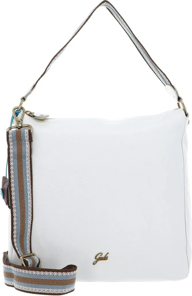 Sac épaule Dallas Genevieve Gabs en cuir blanc souple et détails argentés