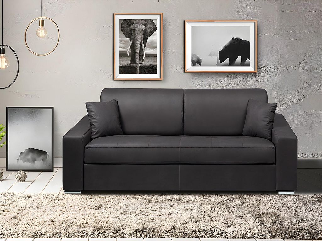 Vente-unique EMIR, Sofabett, Wohnzimmer, Anthrazit, Grau, 4 Sitz(e), Stoff, Stoff