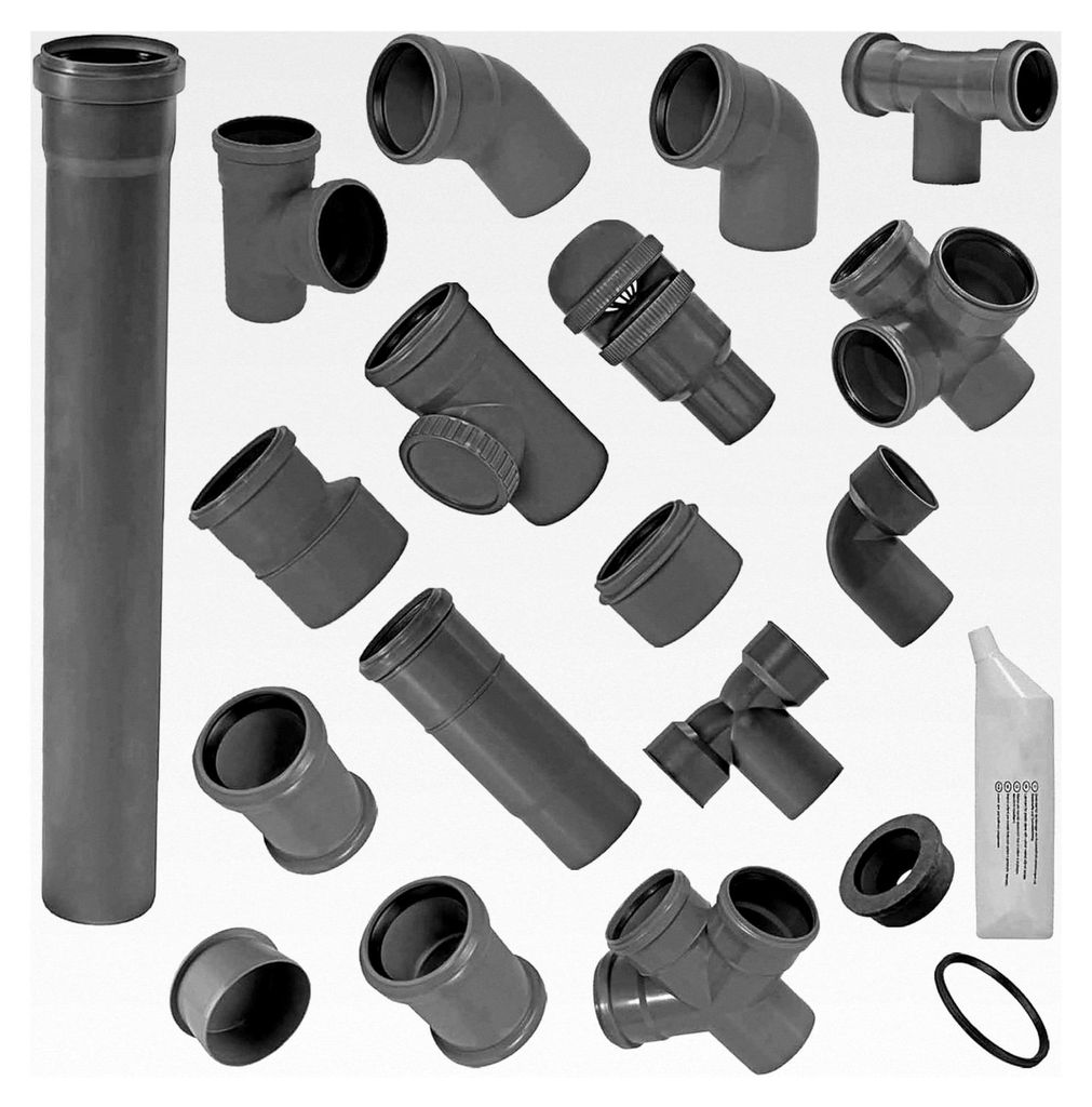 HT Rohr DN90, Länge 250mm, Außendurchmesser 90mm mit Muffe und Gummi-Dichtung, Steck-Ende außen Ø 90mm, Kanalrohr für Abwasser und Lüftung, K...