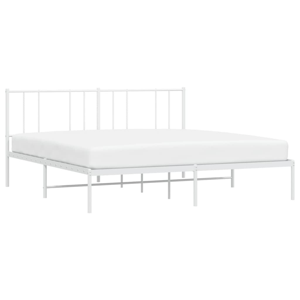 "2026 Aktion"Bettgestell - CLORIS - Doppelbett - Robust und langlebig - mit Kopfteil Metall Weiß 200x200 cm - Einfache Montage - - NeuMöbel5557109