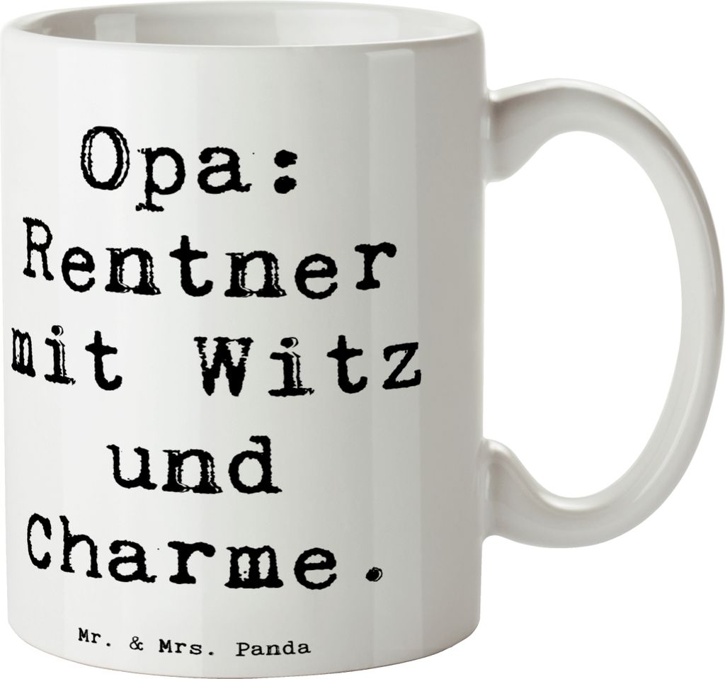 Mr. & Mrs. Panda Kaffeebecher Spruch Opa Rentner - Weiß - Produktbild 