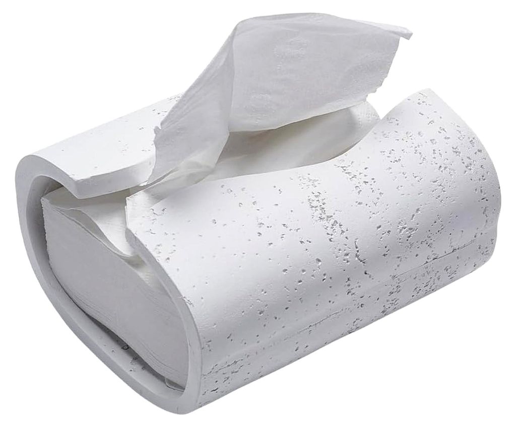 Taschentuchbox Überzug aus Travertin Weiß Rechteckiger Toilettenpapierspender aus Kunstharz Kosmetiktuchhalter für Wabi Sabi Nachbildung Zuhause...