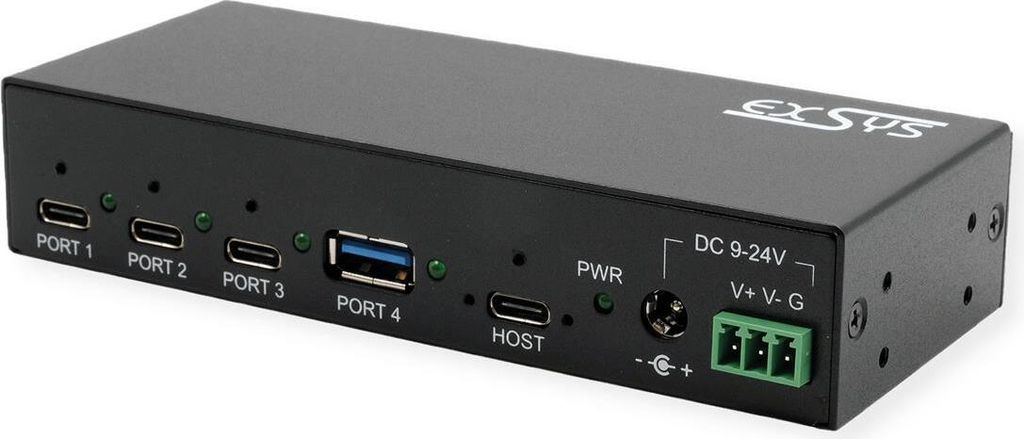 EXSYS GmbH 4-Port Metall USB 3.2 Gen 2x1 mit 3x USB-C- und 1x USB-A (EX-12293HMS)