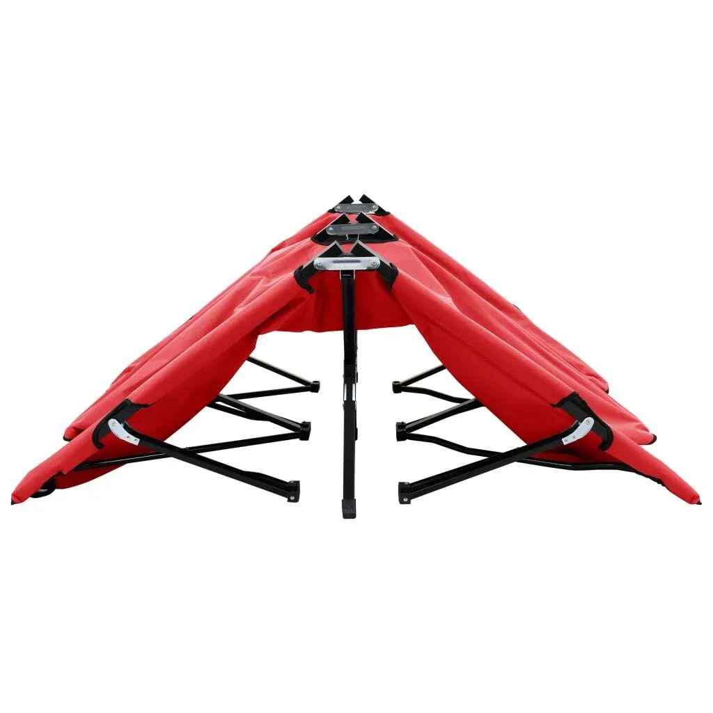 Chaise longue 2 places pliable rouge avec structure robuste en acier - 4