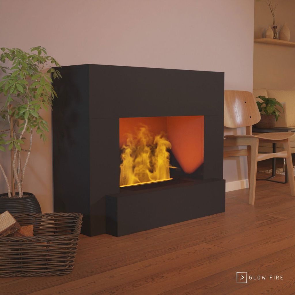 GLOW FIRE Elektrokamin 'Hauptmann' | Wasserdampf Kamin mit OMC 500 in schwarz | HxBxT: 90x110x35 cm