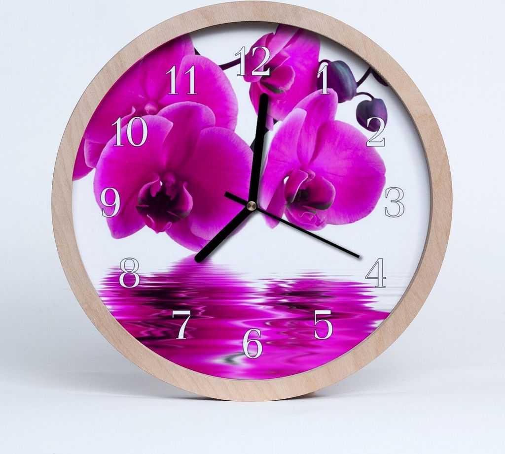 Holzuhr 20fi cm wanduhr - Orchidee Blumen