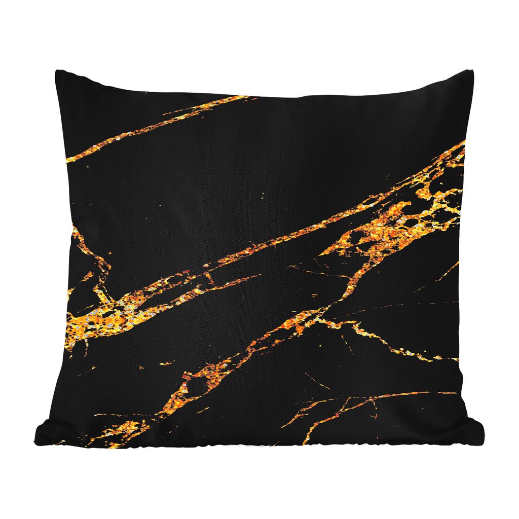 MuchoWow Outdoor Kissen - Marmor - Gold - Schwarz - Muster - 45x45 cm - Wetterfest - Lounge Kissen - Fotokissen - Dekoratives Kissen