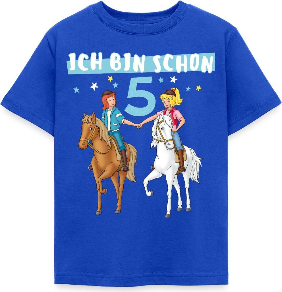 Spreadshirt Bibi & Tina Geburtstag Ich Bin Schon Fünf Kinder T-Shirt, 98/104 (3-4 Jahre), Royalblau