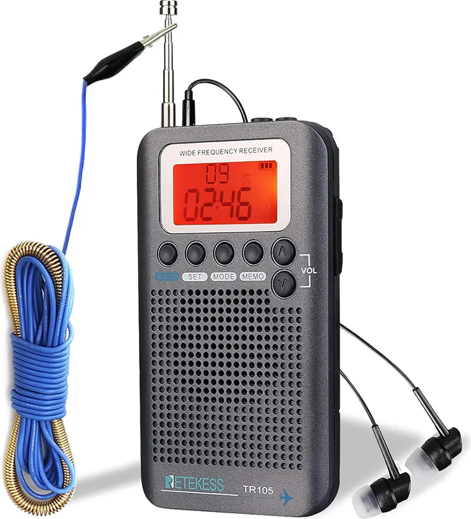 Retekess TR105 Radio Air Band Portable FM AM SW VHF avec Antenne Longue