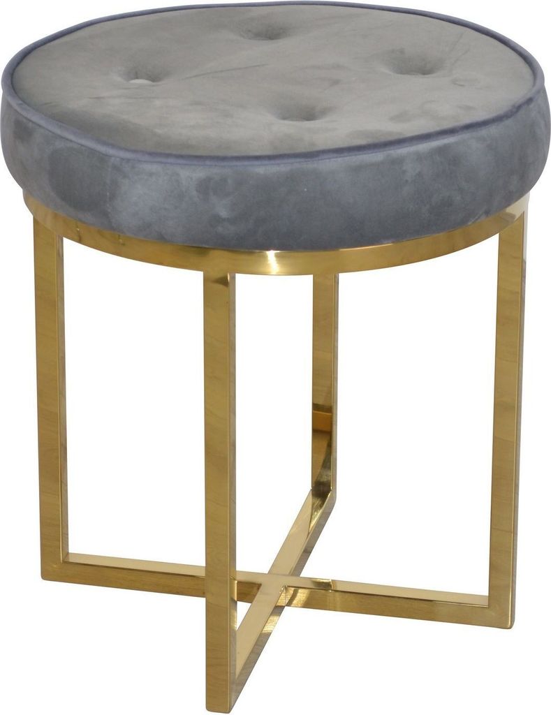 Hocker - Sitzhocker in Messingfarben/Sitzfläche Grau
