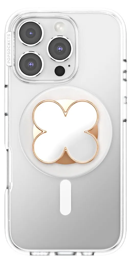 PopSockets PopGrip Premium Enamel Clover - Support de téléphone or rose