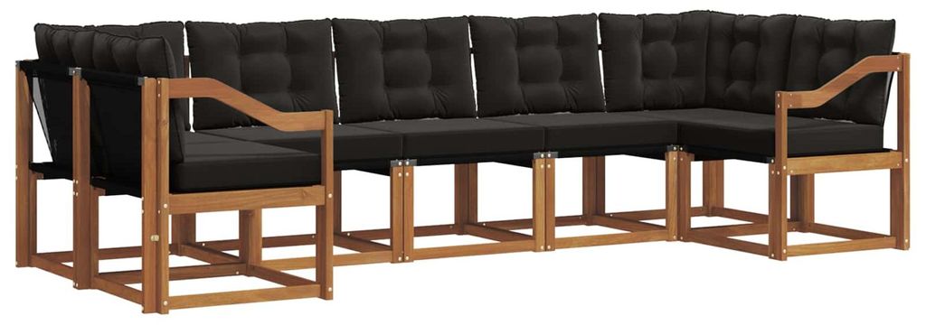 vidaXL Outdoor-Sofagarnitur mit Kissen 7 pcs Natürlich und Schwarz