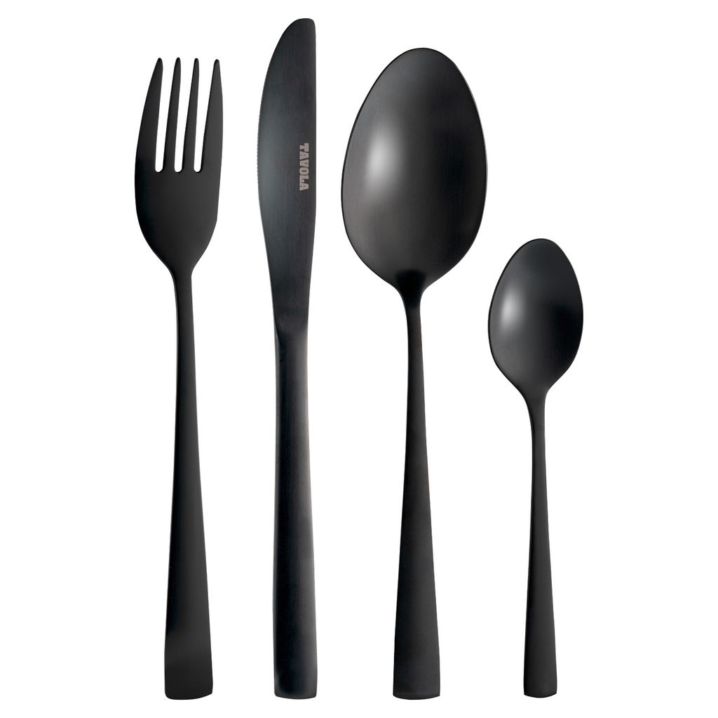 Besteck-Set - Schwarz matt - Edelstahl 18/0 - für 4 Produktbild 