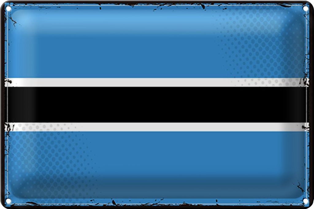 Blechschild Flagge Botswana 40x30cm Retro Flag of Botswana