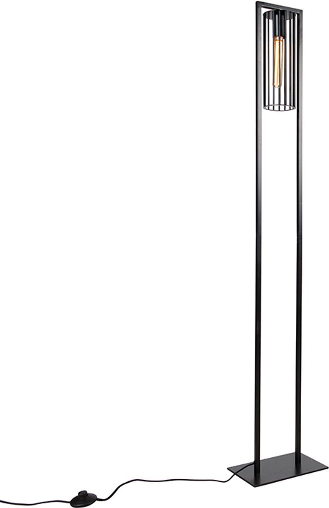 Qazqa Modern Stehleuchte, Stehlampe - Balenco Wazo - Schwarz, max. 40W, Geeignet für LED, 140cm, Ideal als Wohnzimmerlampe