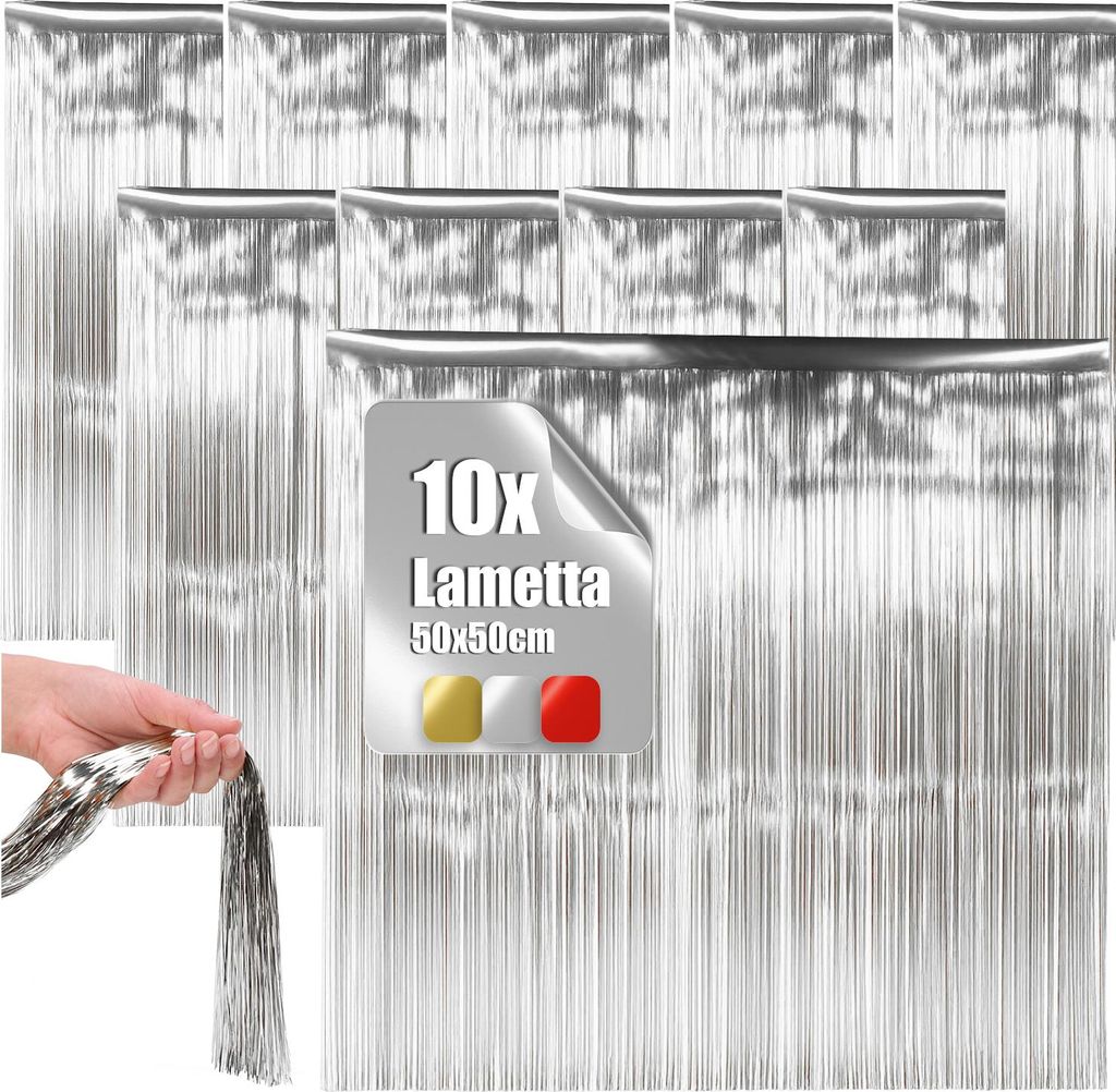 com-four 10x Lametta - silberfarbene Lametta Girlande für Weihnachten