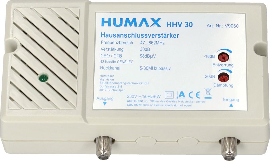 Humax HHV 30, 1 Eingänge, 1 Ausgänge, IP20, 193 mm, 83 mm, 51 mm