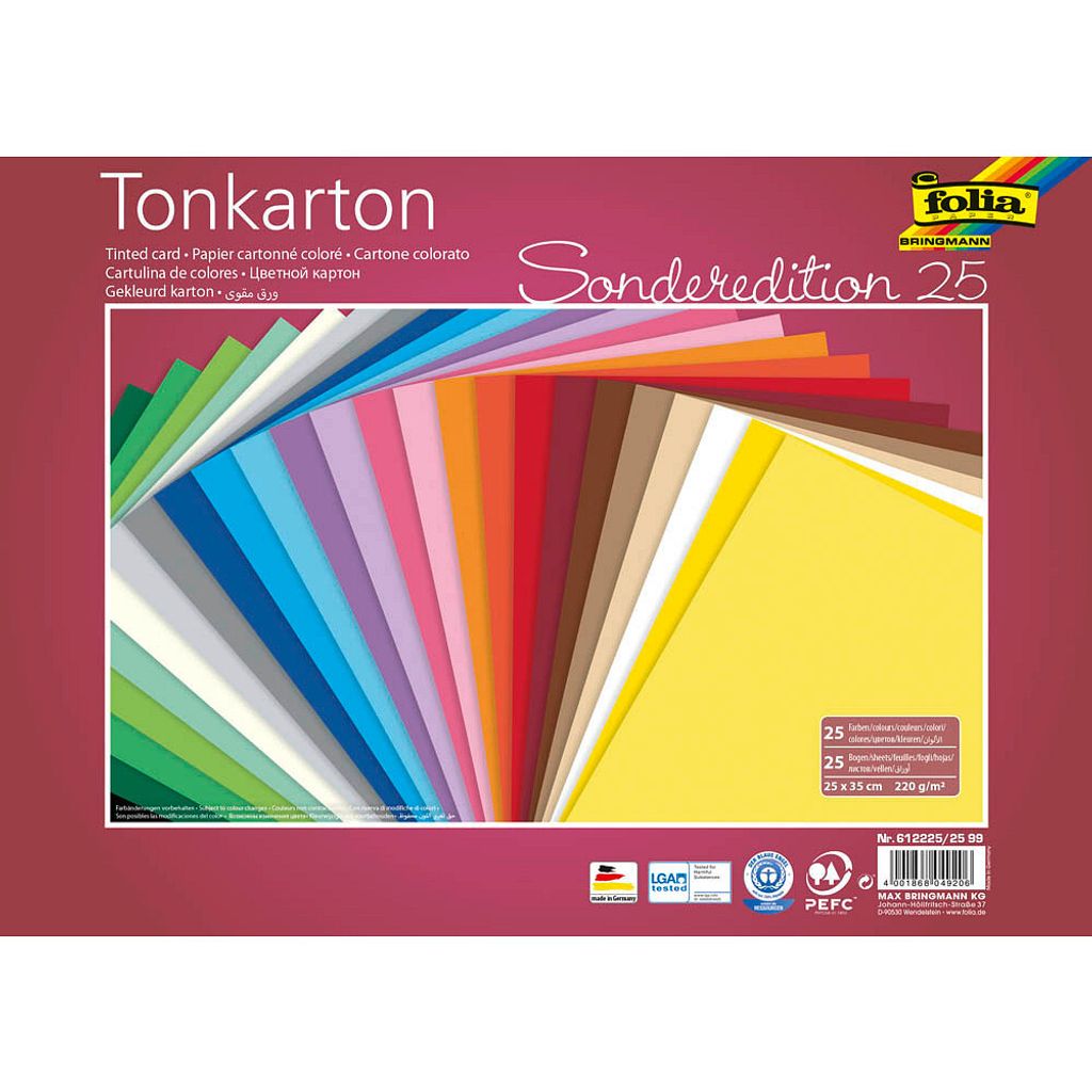 folia Tonkarton (B)250 x (H)350 mm 220 g/qm sortiert in 25