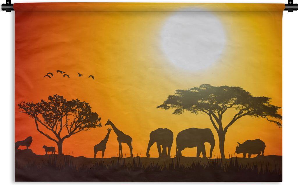 MuchoWow Wandteppich Wandbehang Elefant - Wilde Tiere - Afrika 60x40 cm Tapisserie Dekoration Wandtuch - Wanddekorationen