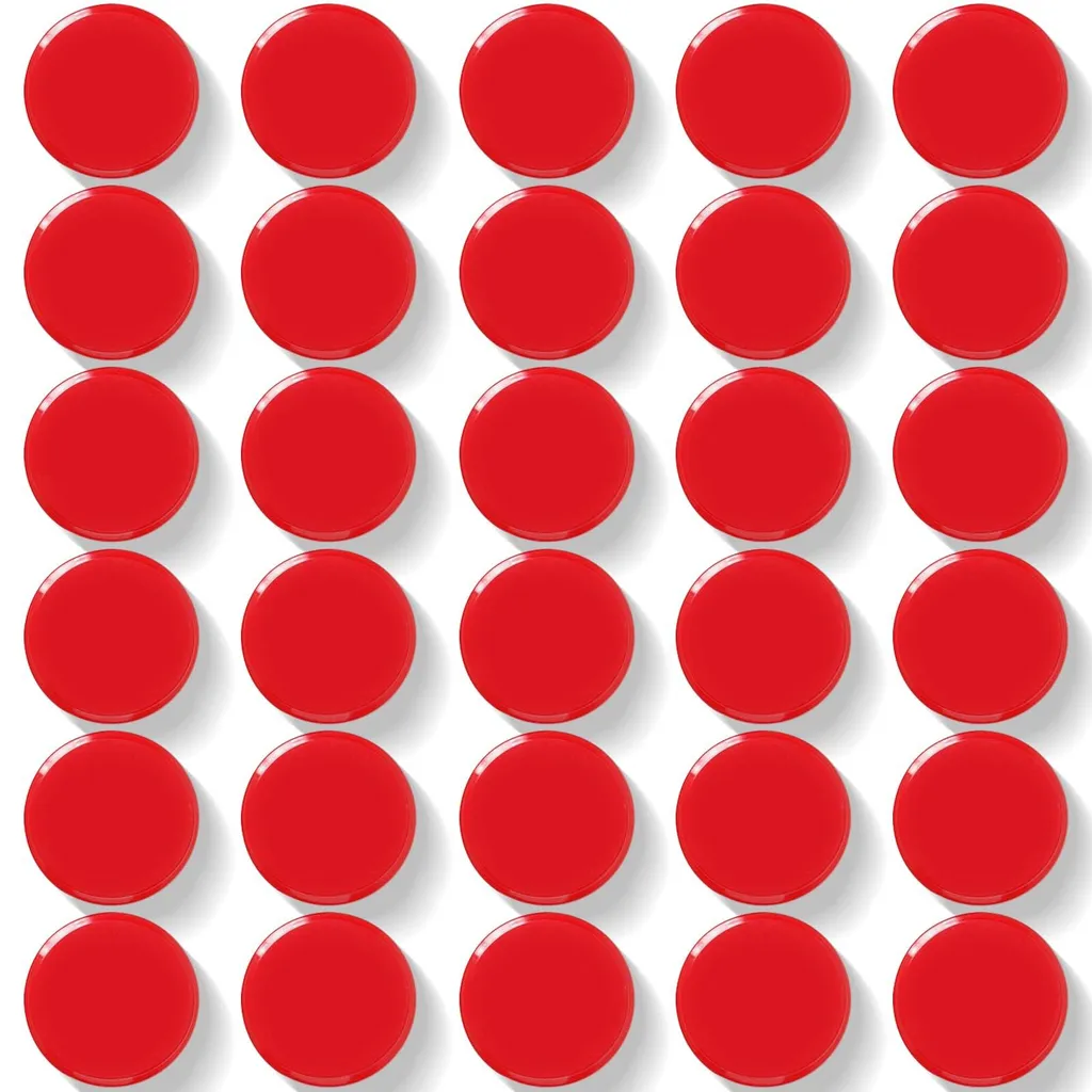 Aimant frigo miniature rouge puissant pour tableau magnétique - 30 unités