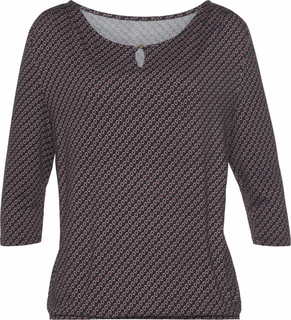 VIVANCE 3/4-Arm-Shirt mit  Zierknopf am Ausschnitt navy Produktbild 