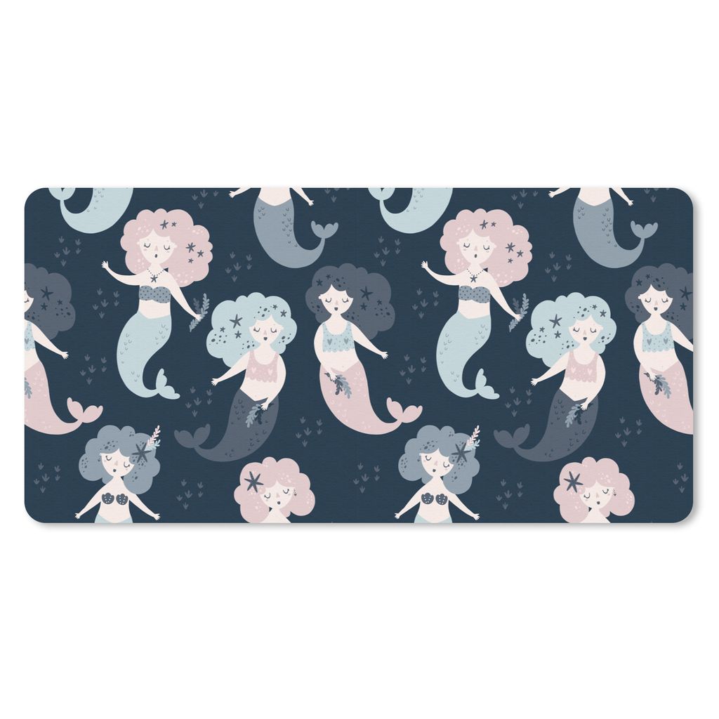 MuchoWow Mauspad Mousepad Design - Mädchen - Meerjungfrau 60x30 cm - Mousepads - Maus Mat - Pad - Mausunterlage - Nachhaltig