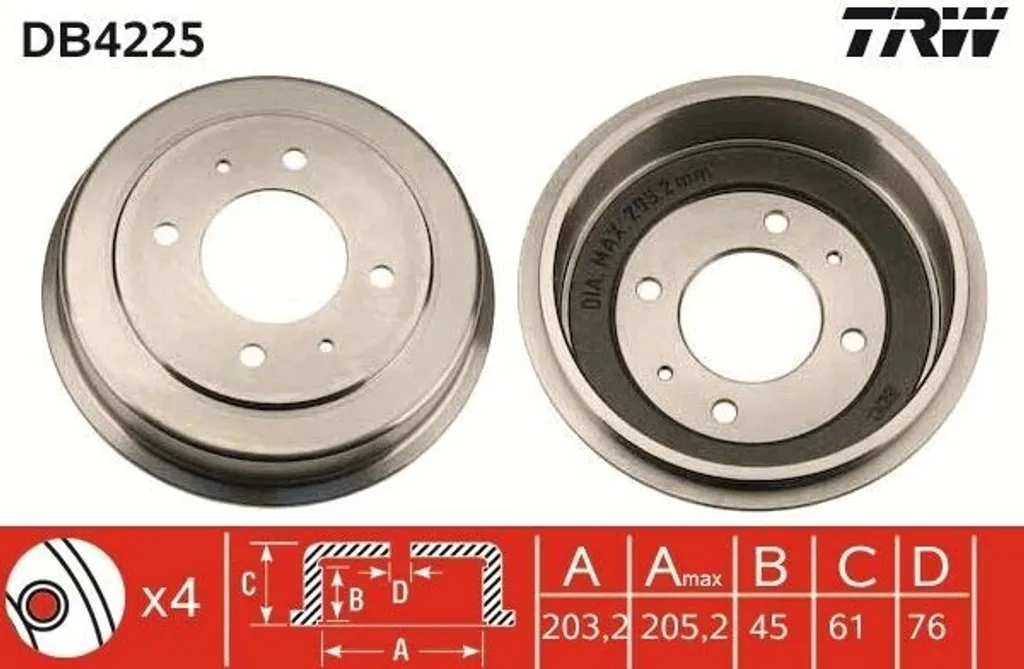 Tambour de frein arrière compatible Hyundai Lantra II et Coupe RD TRW