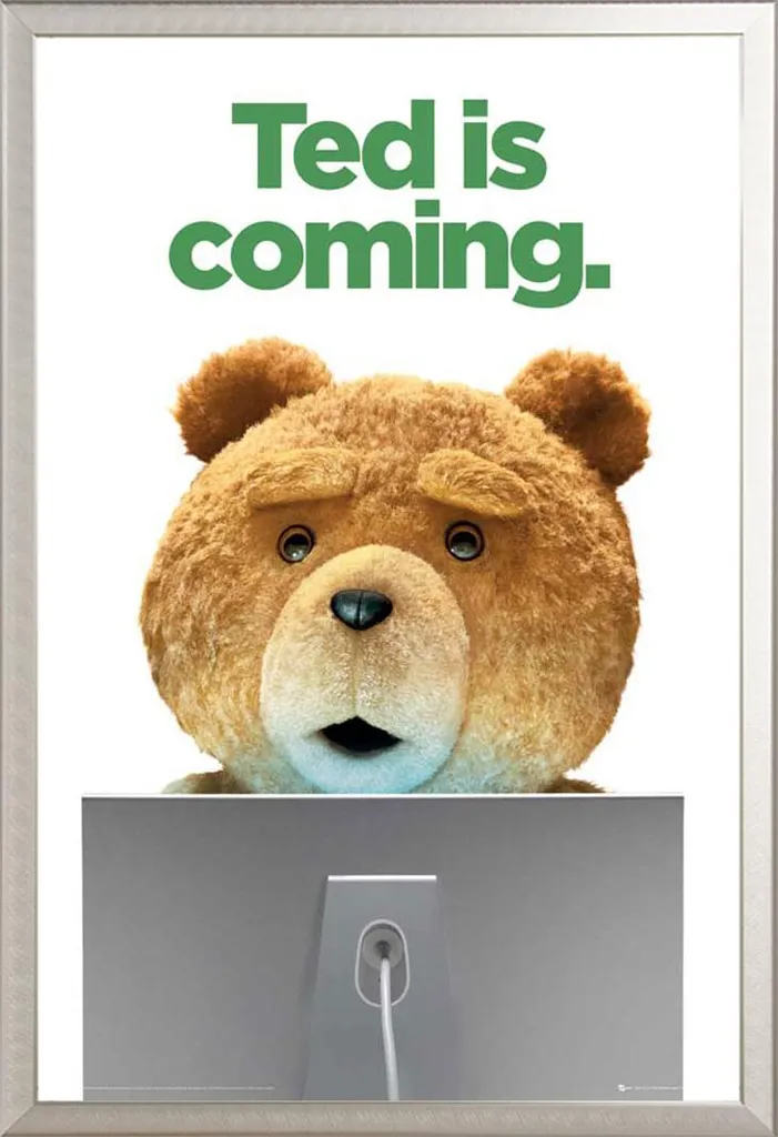 Poster Ted - Is Coming + Cornice Professionale Shinsuke® Argento Alluminio