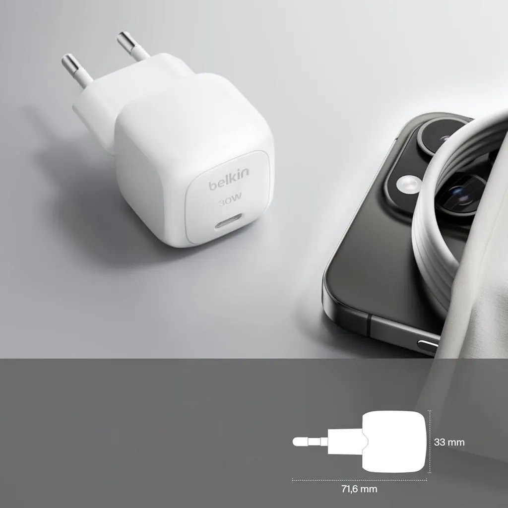 Chargeur USB-C 30W Belkin PD et PPS avec câble Lightning 1m blanc - 15