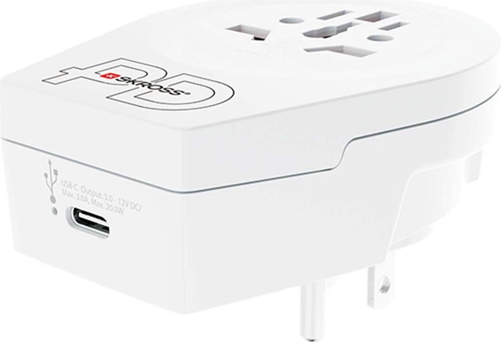 World Adapter - World to USA USB-C PD, Reiseadapter für alle geerdeten und ungeerdeten Geräte (2- und 3-polig), mit integriertem, ultraschnell...