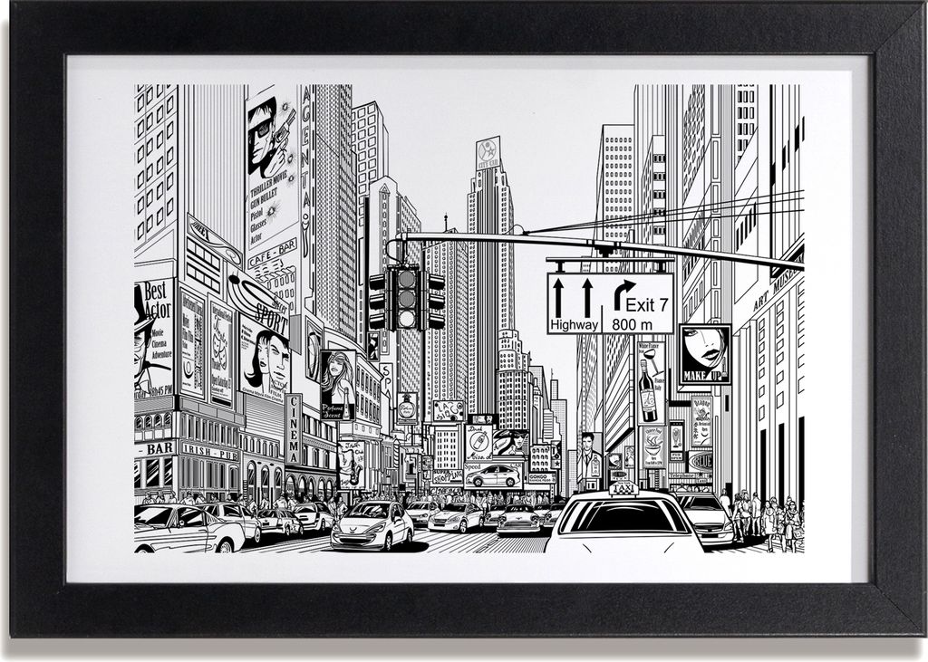 Bild 30x20 MDF-Rahmen, Wandkunst Straßen von New York