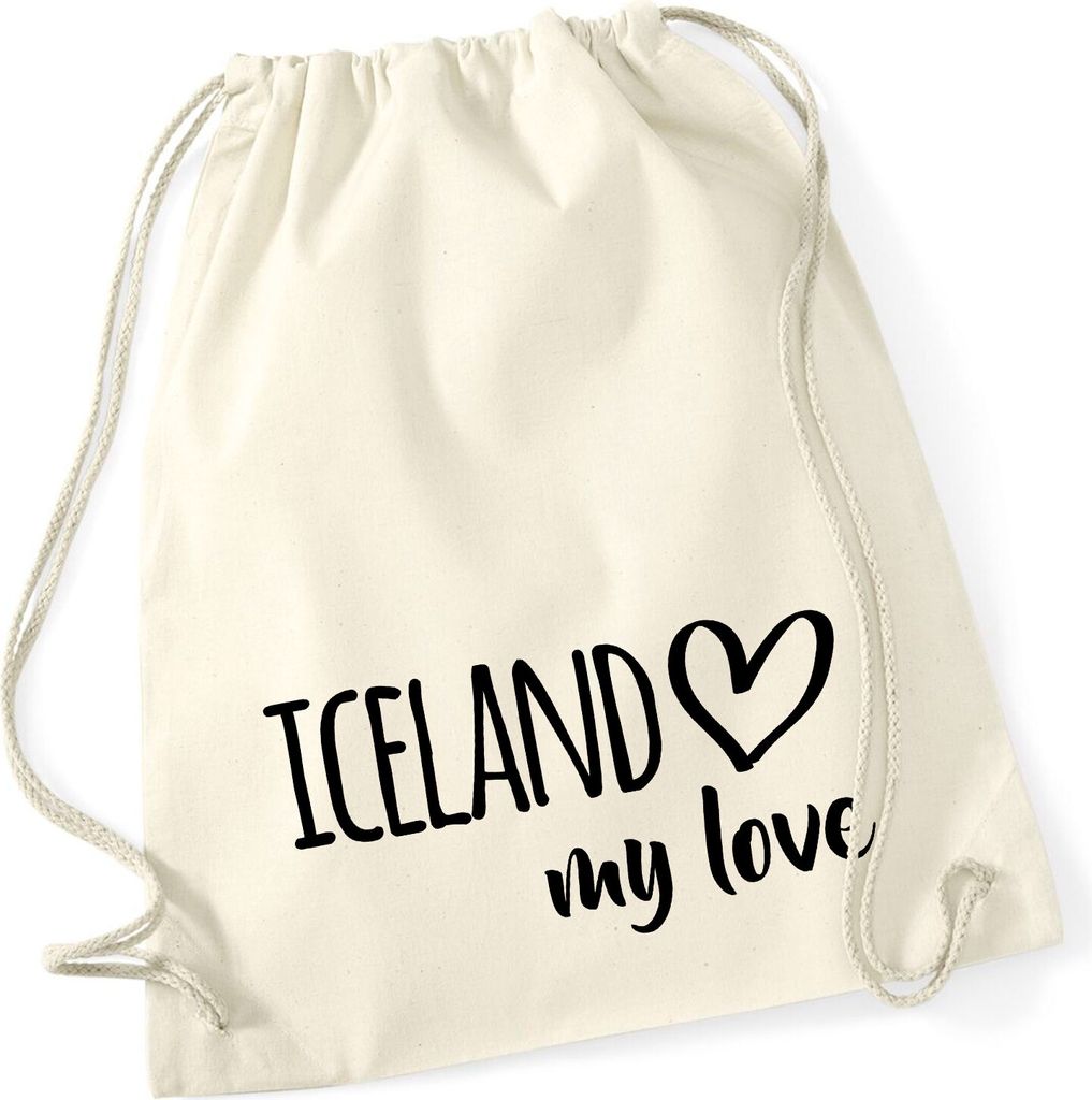 Huuraa Rucksack Iceland my love Geschenk 12 Liter Natural Baumwolle Iceland Accessoire